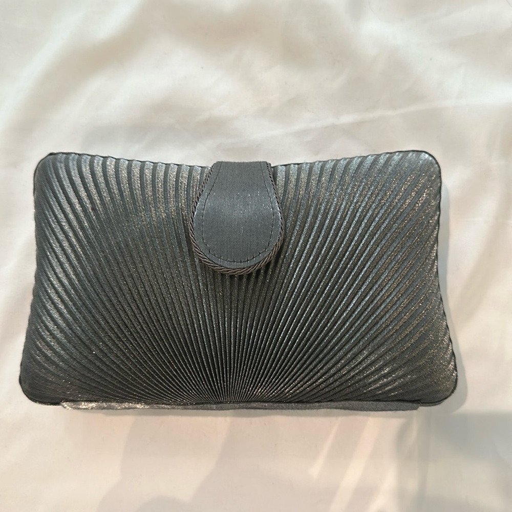 Silver/Grey Clutch Bag. With strap.